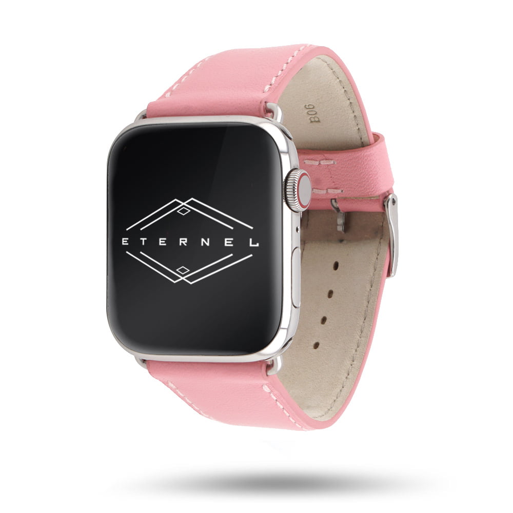 Holi Apple Watch - Bracelet cuir de vachette Rose pastel 46 / 49 mm