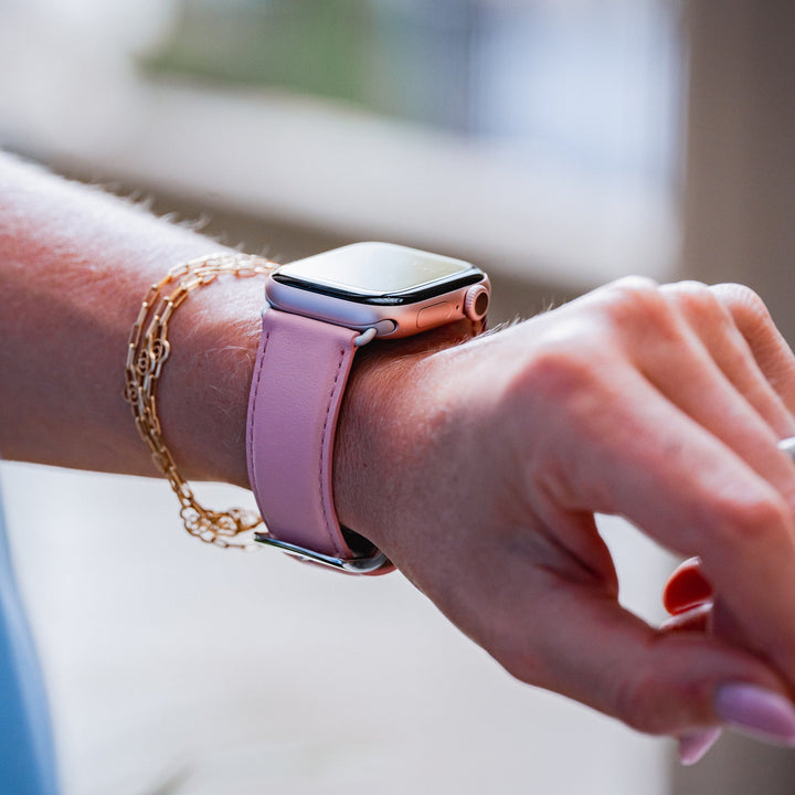 Holi Apple Watch - Bracelet cuir de vachette Rose pastel 44mm 45mm 46mm 49mm