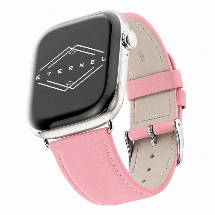 Holi Apple Watch - Bracelet cuir de vachette Rose pastel 44mm 45mm 46mm 49mm