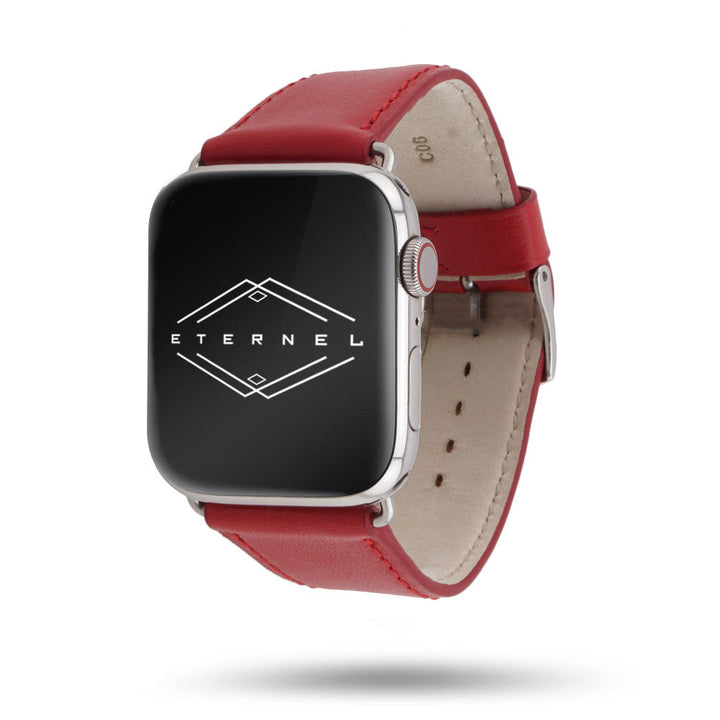 Holi Apple Watch - Bracelet cuir de vachette Rouge 42 mm