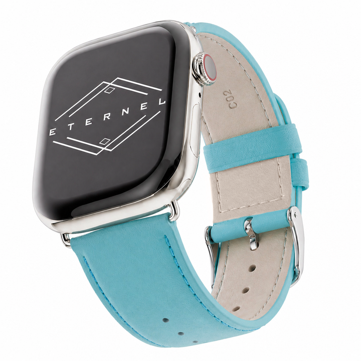 Holi Apple Watch - Bracelet cuir de vachette Turquoise clair 44mm 45mm 46mm 49mm