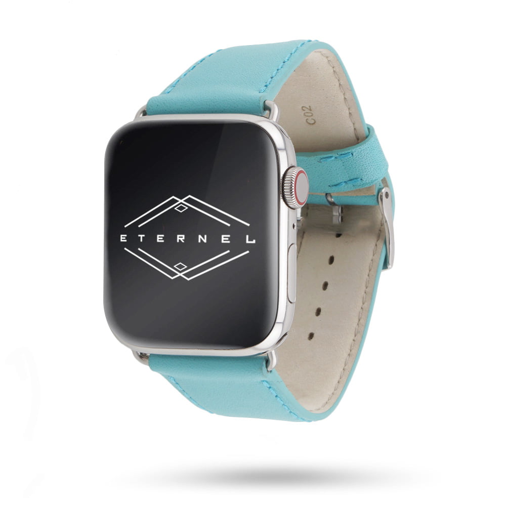 Holi Apple Watch - Bracelet cuir de vachette Turquoise clair 46 / 49 mm