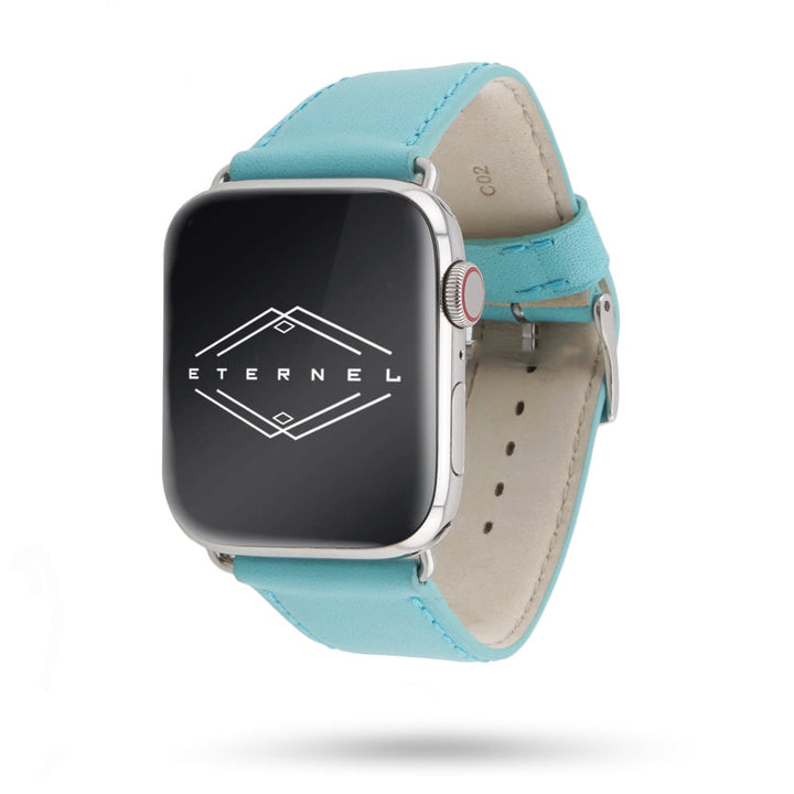 Holi Apple Watch - Bracelet cuir de vachette Turquoise clair 42 mm