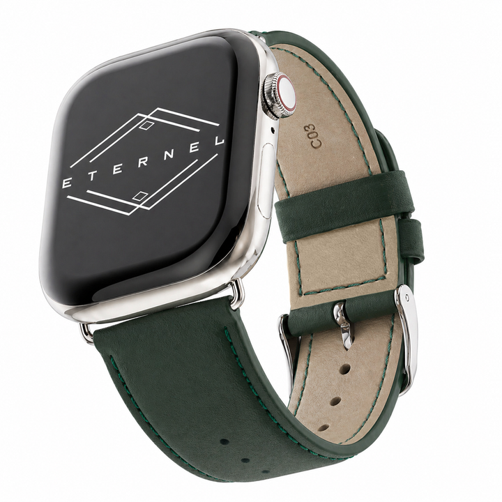 Holi Apple Watch - Bracelet cuir de vachette Vert foncé 38mm 40mm 41mm 42mm