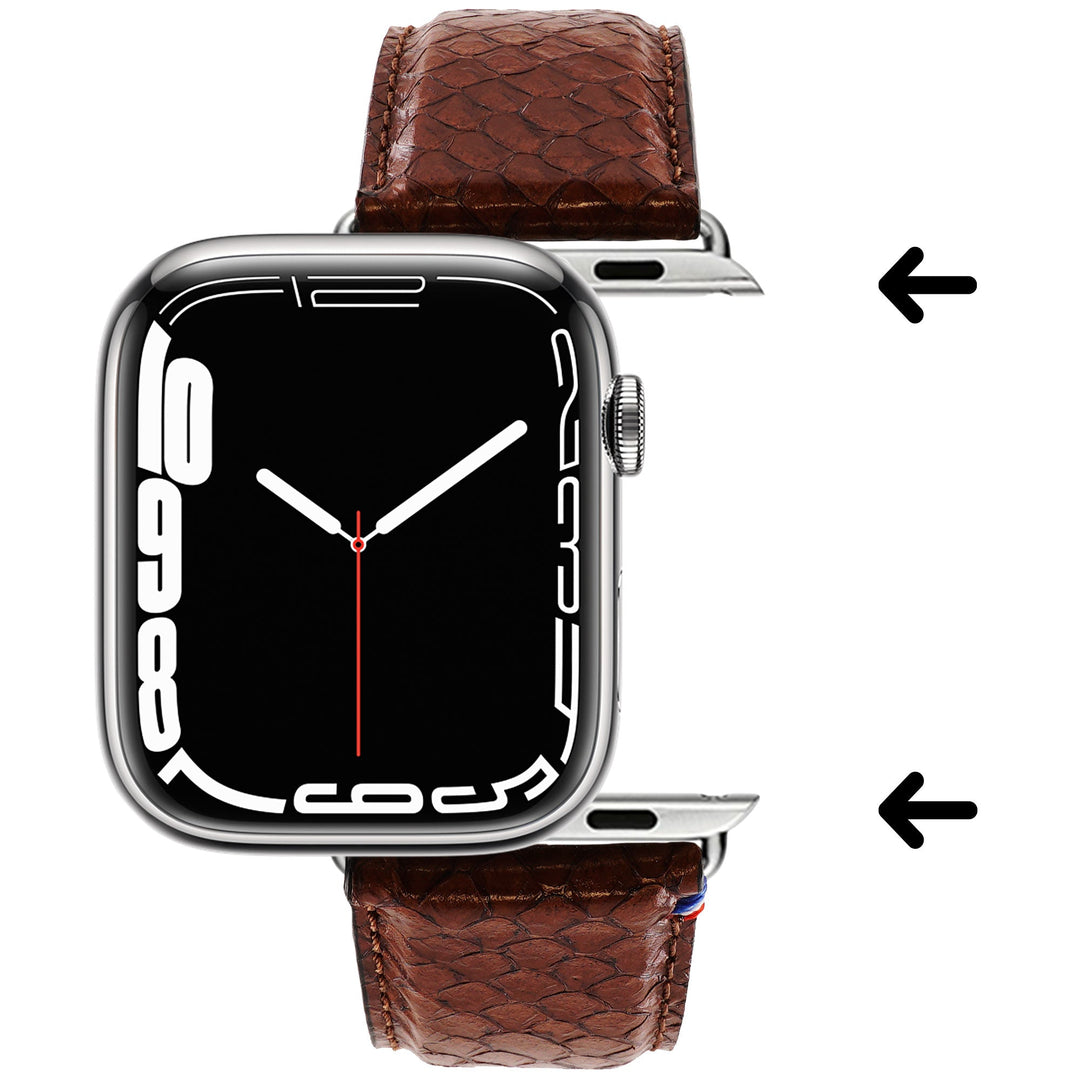 Odyssée - Cuir marin français upcyclé - Bracelet Apple Watch Ambre 42 mm