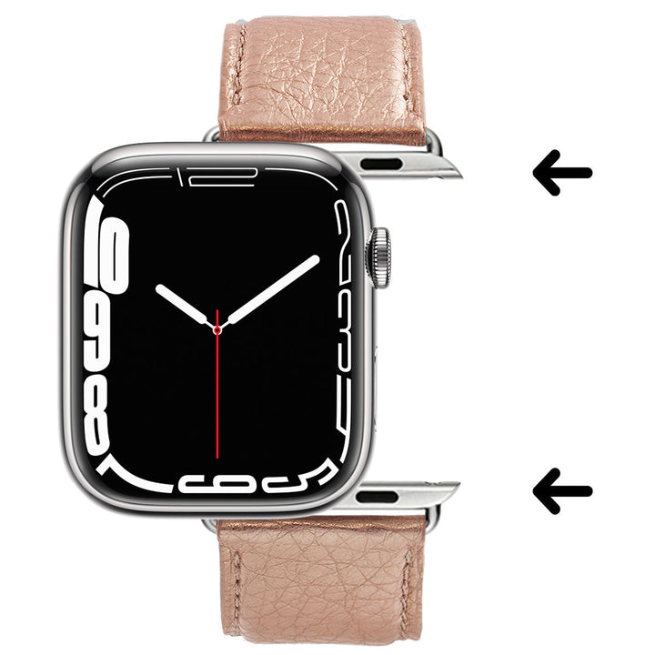 Maryline 2023 - Bracelet Apple Watch cuir de vachette satiné Rosé Champagne 42 mm