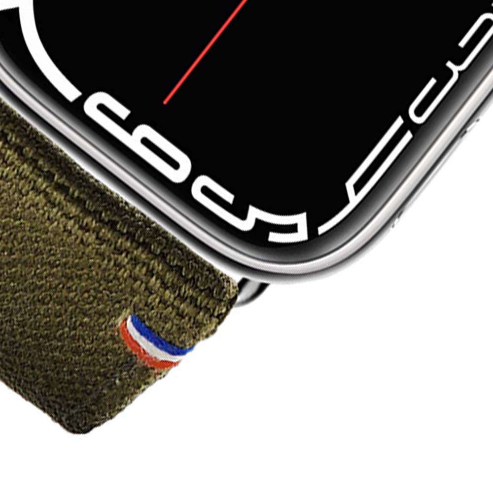 New Rover - Bracelet Apple Watch tissu renforcé Kaki 42 mm