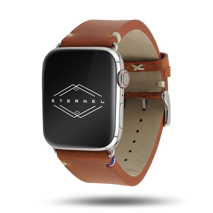 Vintage - Bracelet Apple Watch cuir pleine fleur Logan miel 42 mm