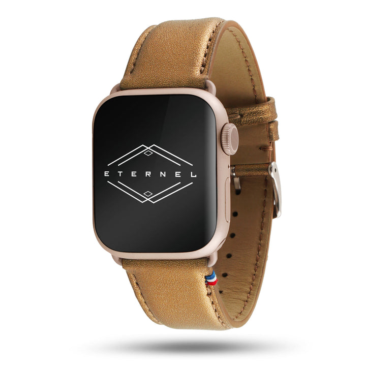 Maryline - Bracelet Apple Watch cuir de vachette satiné Bronze 42 mm