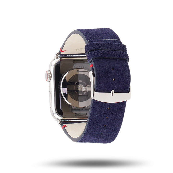 Maverick - Bracelet Apple Watch cuir de chèvre velours Marine 42 mm