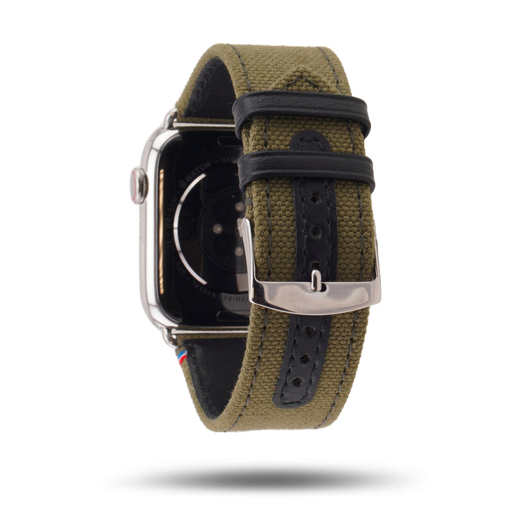 New Rover - Bracelet Apple Watch tissu renforcé Kaki 42 mm