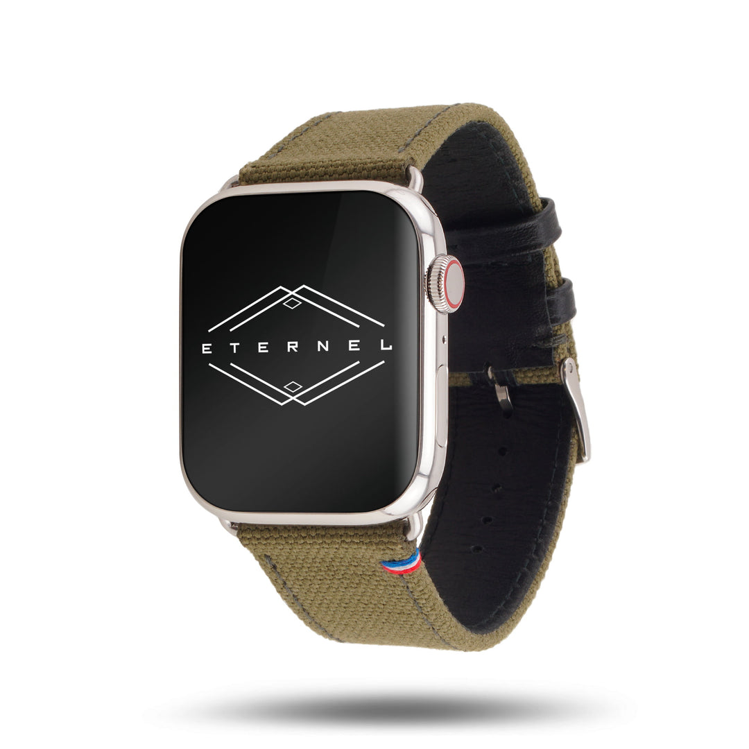 New Rover - Bracelet Apple Watch tissu renforcé Kaki 46 / 49 mm