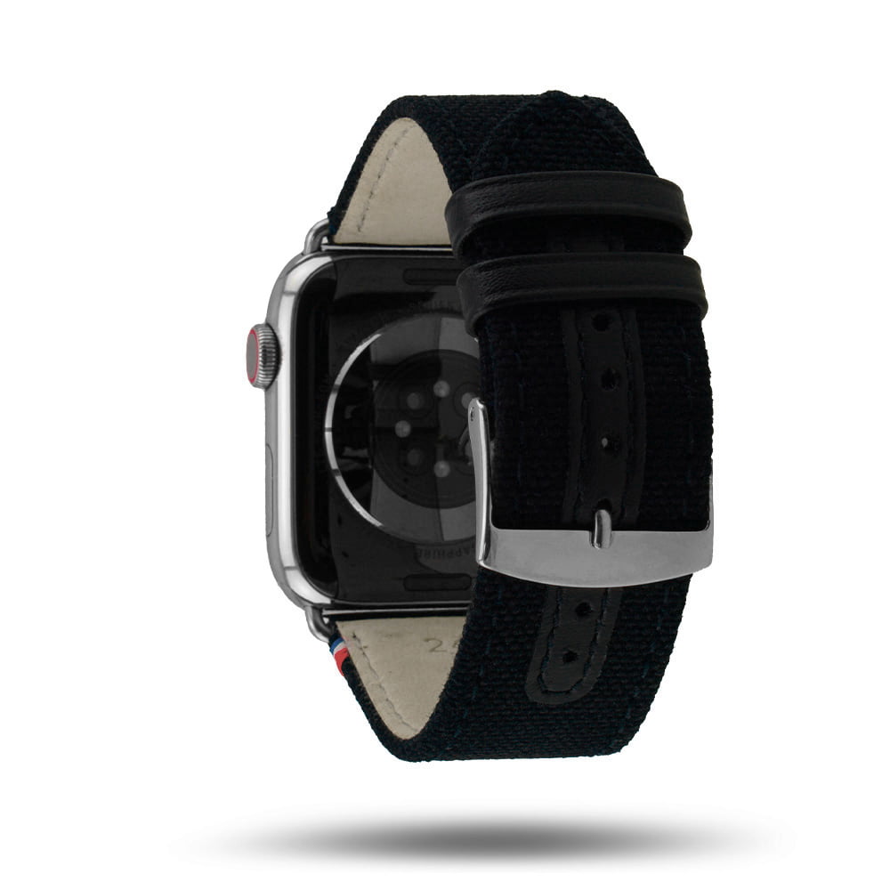 New Rover - Bracelet Apple Watch tissu renforcé Noir 42 mm