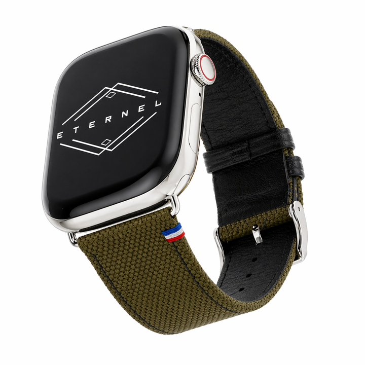 New Rover - Bracelet Apple Watch tissu renforcé Kaki 38mm 40mm 41mm 42mm