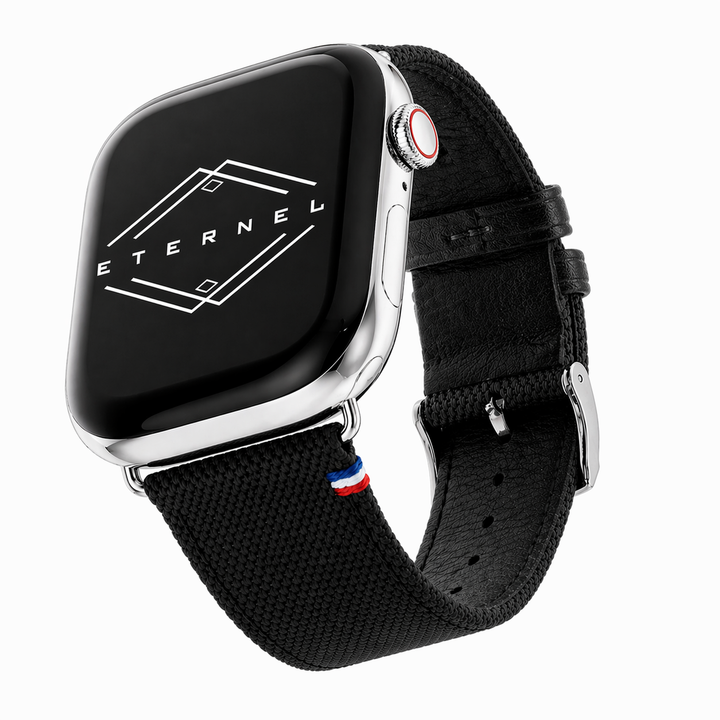 New Rover - Bracelet Apple Watch tissu renforcé Noir 38mm 40mm 41mm 42mm