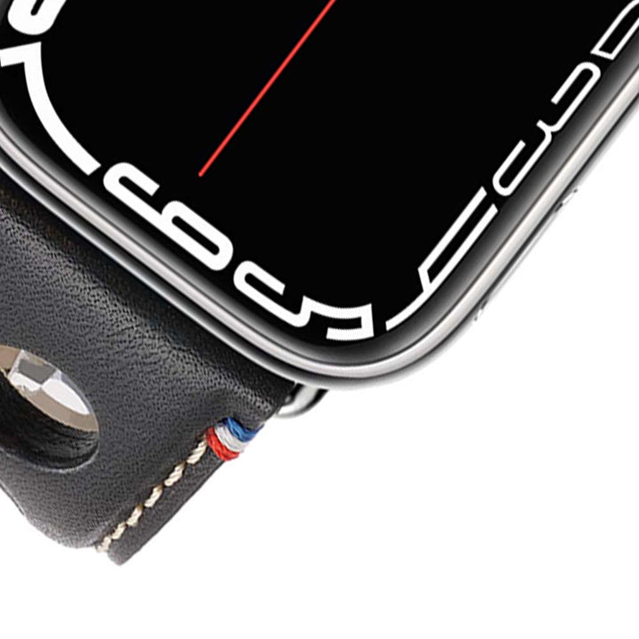 Rallye - Bracelet Apple Watch cuir vachette boucle déployante Noir 42 mm