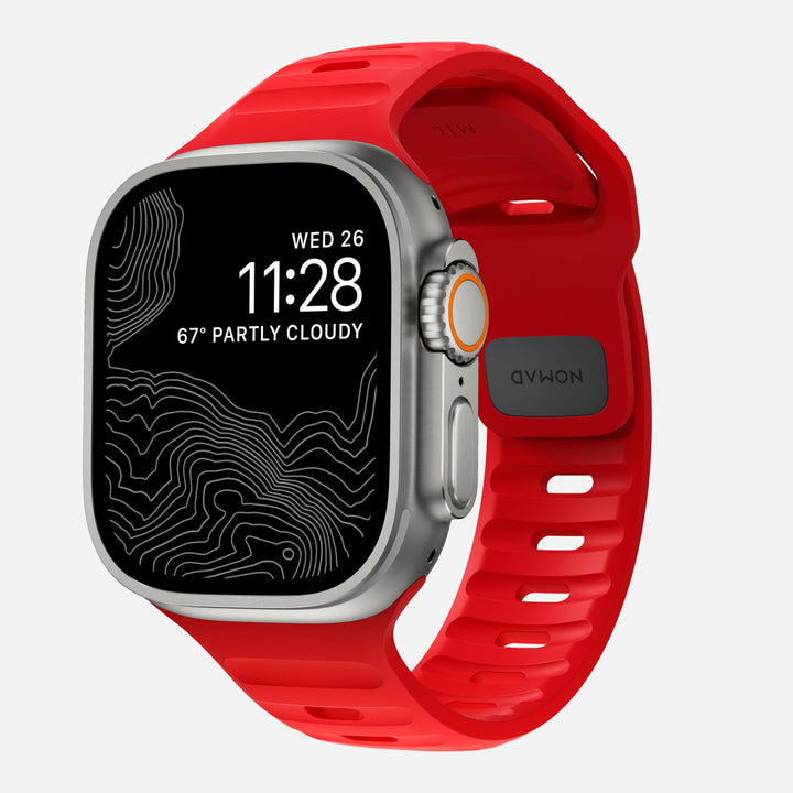 Nomad - Sport Band Waterproof - Bracelet silicone Apple Watch - Night Watch Red 46 / 49 mm