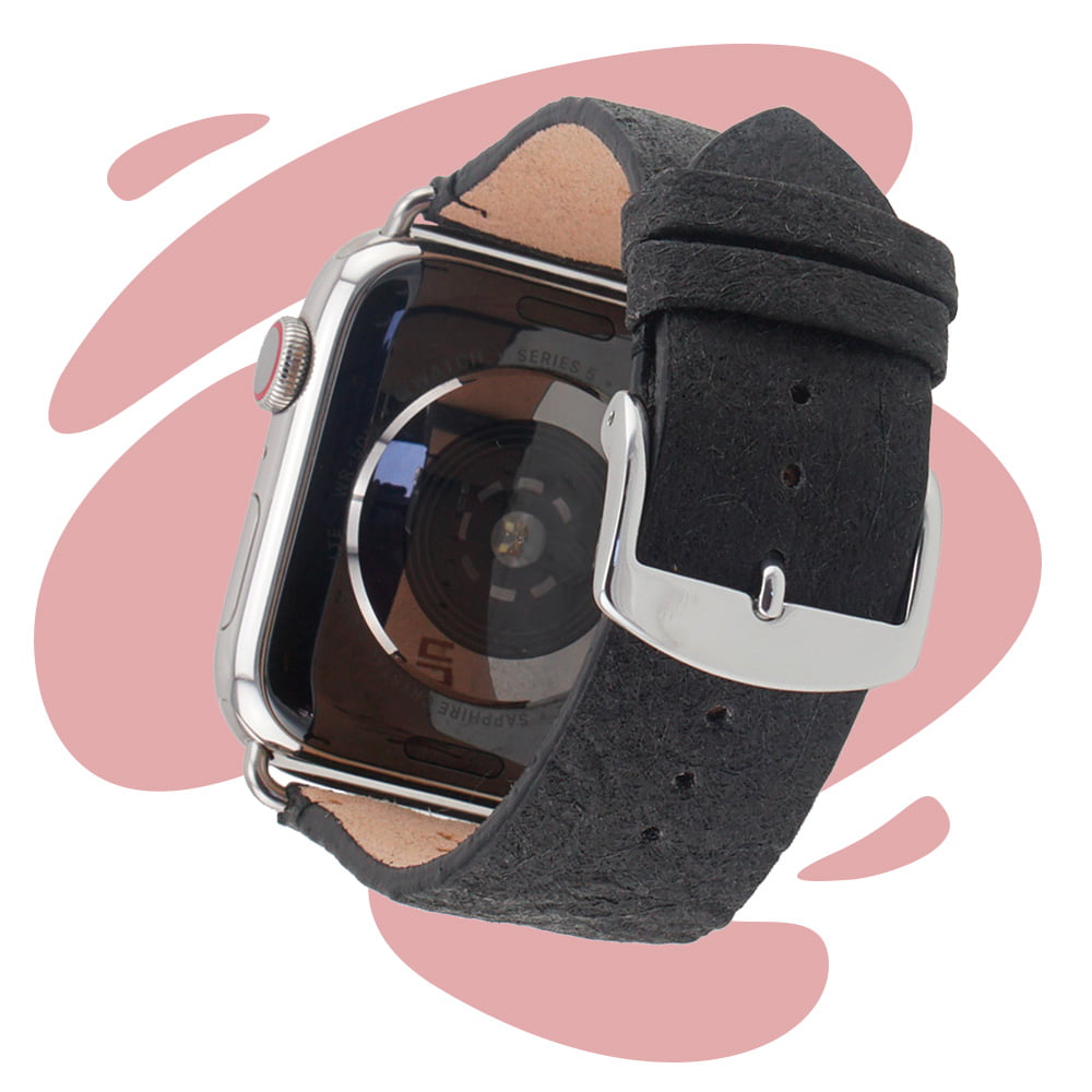 Nuuk - Pina colada - Bracelet végan en fibre d'ananas - Apple Watch - Noir 46 / 49 mm