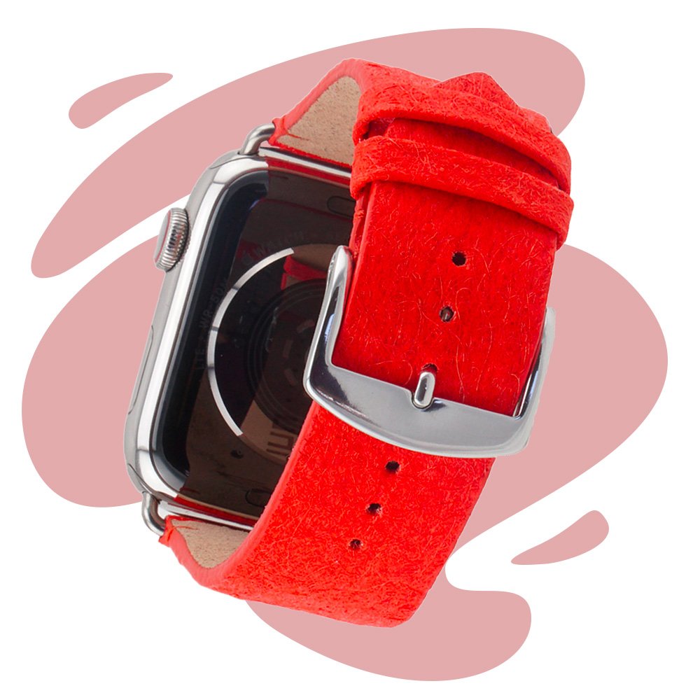 Nuuk - Pina colada - Bracelet végan en fibre d'ananas - Apple Watch - Rouge 46 / 49 mm