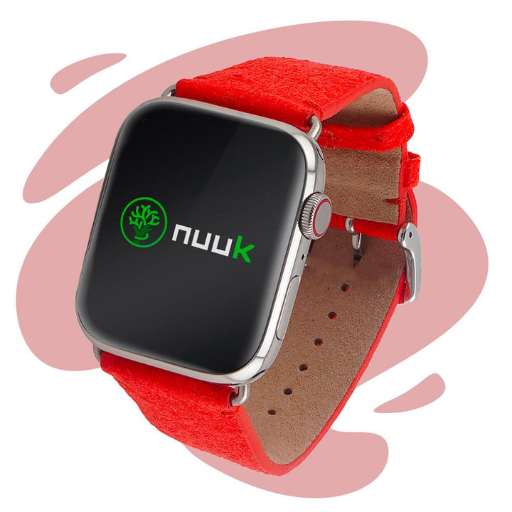 Nuuk - Pina colada - Bracelet végan en fibre d'ananas - Apple Watch - Rouge 46 / 49 mm