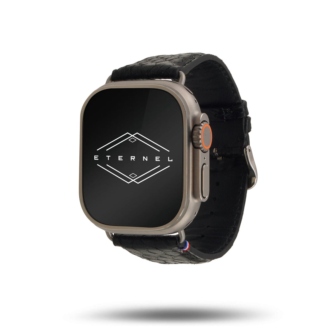 Odyssée - Cuir marin français upcyclé - Bracelet Apple Watch Obsidienne 42 mm