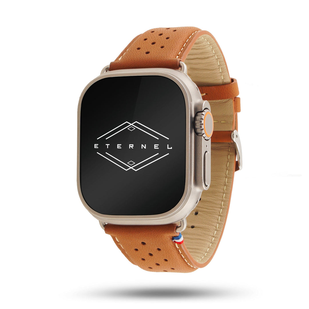 Roadster - Bracelet Apple Watch cuir perforé Gold 46 / 49 mm