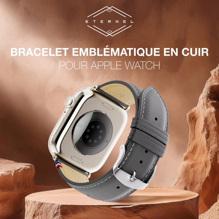 Roadster - Bracelet Apple Watch cuir perforé Noir 42 mm