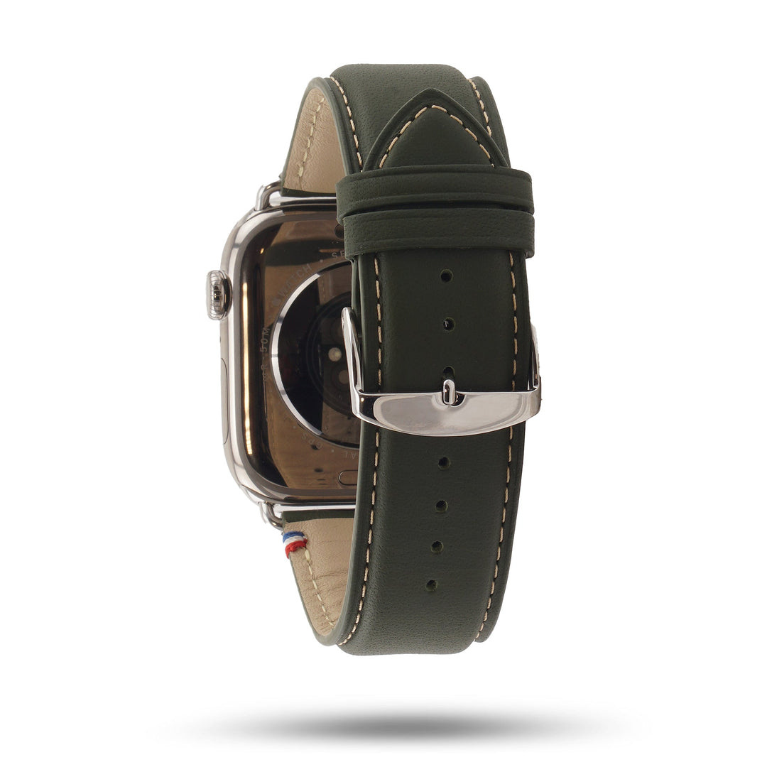 Roadster - Bracelet Apple Watch cuir perforé Vert forêt 42 mm