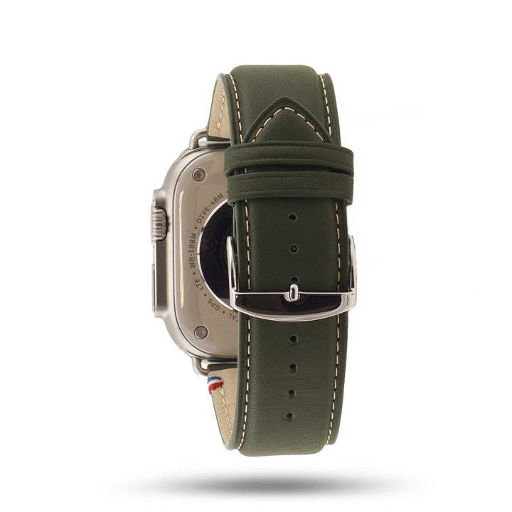 Roadster - Bracelet Apple Watch cuir perforé Vert forêt 46 / 49 mm