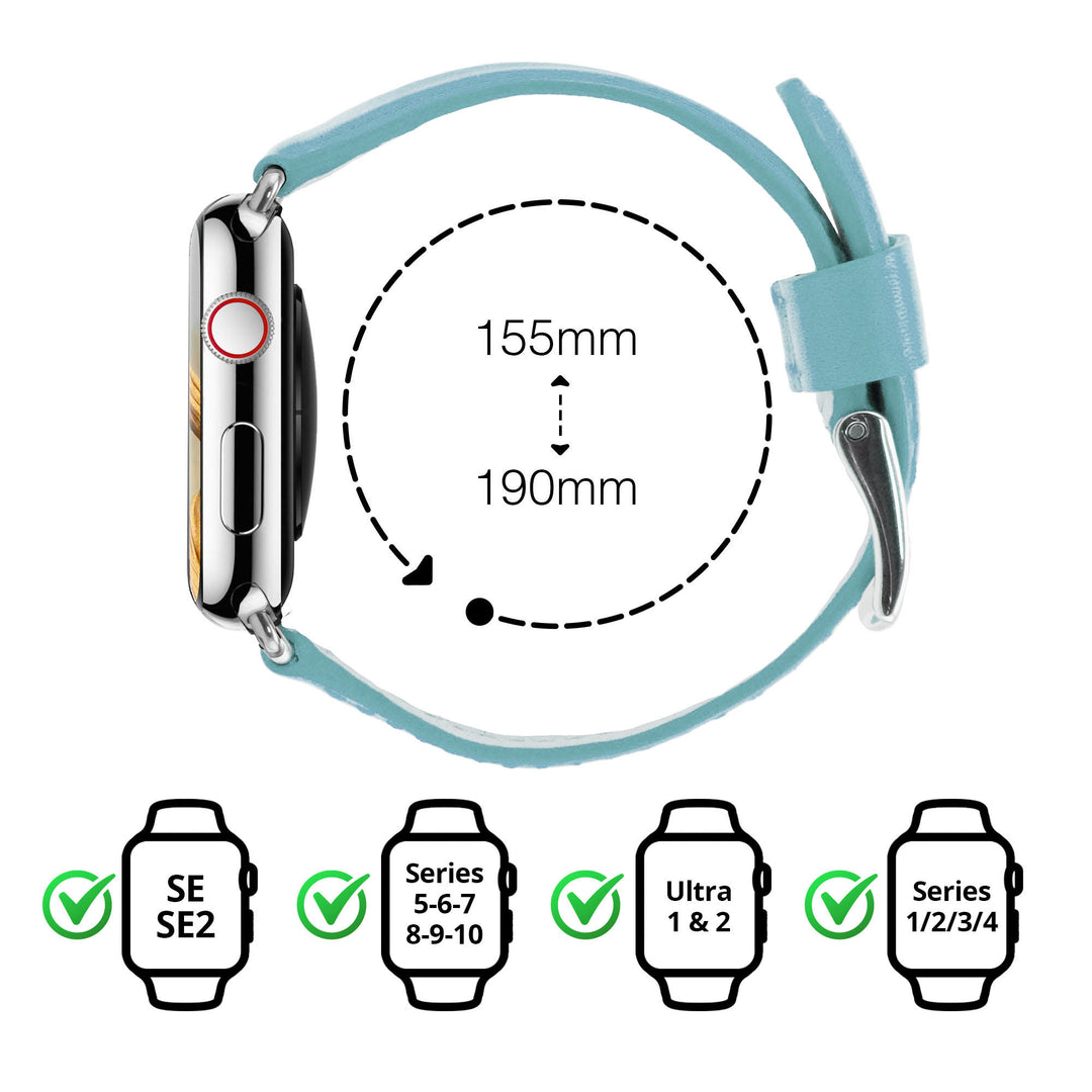 Holi Apple Watch - Bracelet cuir de vachette Bleu ardoise 46 / 49 mm
