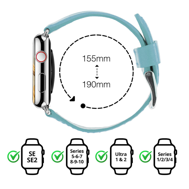 Holi Apple Watch - Bracelet cuir de vachette Bleu ardoise 46 / 49 mm