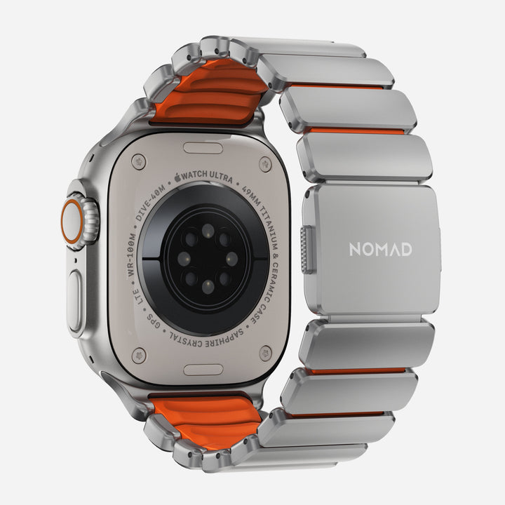 Nomad - Stratos Band - Natural Titanium - Ultra Orange FKM 45 / 46 / 49 mm
