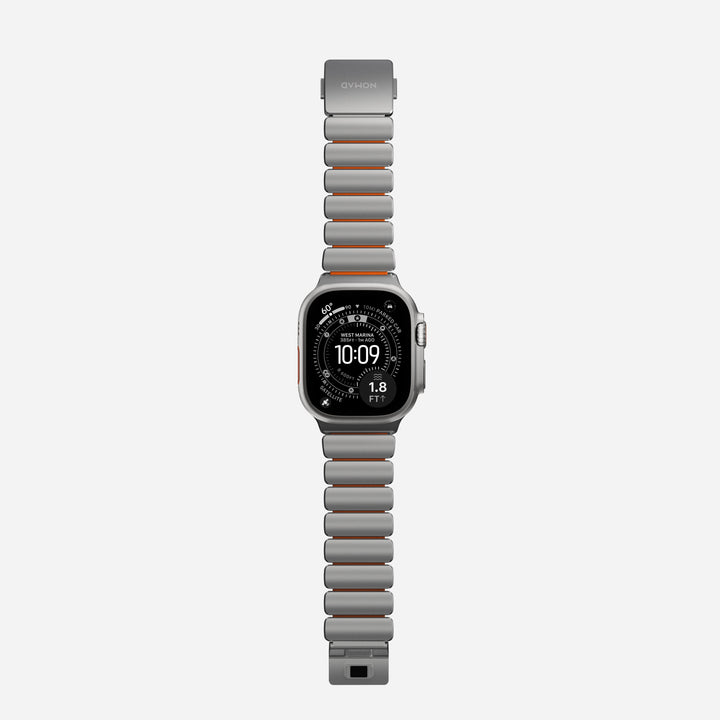 Nomad - Stratos Band - Natural Titanium - Ultra Orange FKM 45 / 46 / 49 mm
