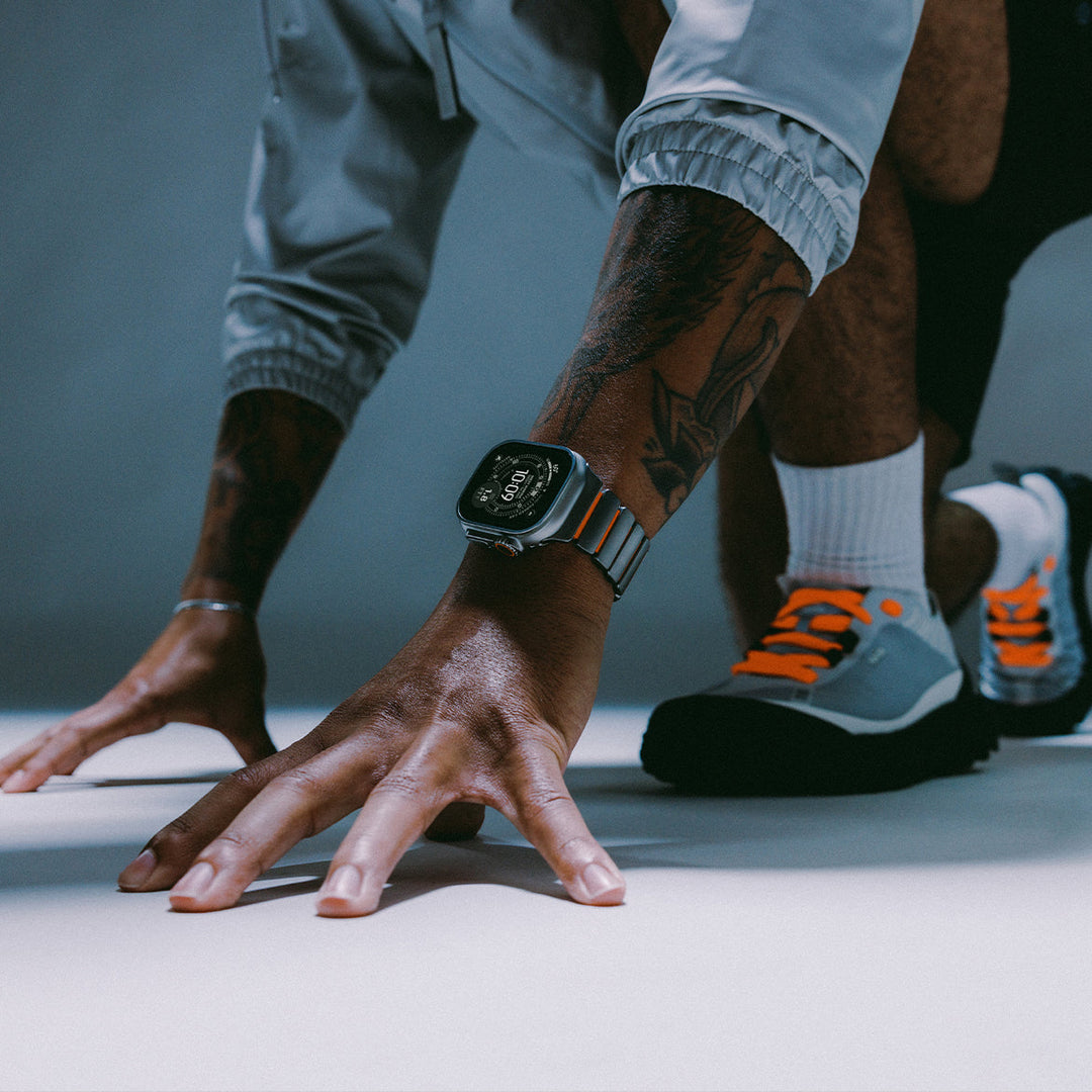 Nomad - Stratos Band - Natural Titanium - Ultra Orange FKM 45 / 46 / 49 mm