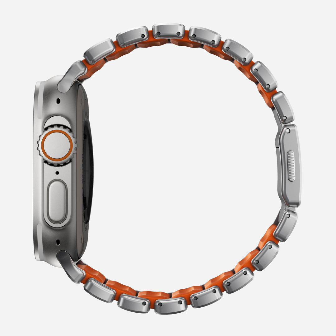 Nomad - Stratos Band - Natural Titanium - Ultra Orange FKM 45 / 46 / 49 mm