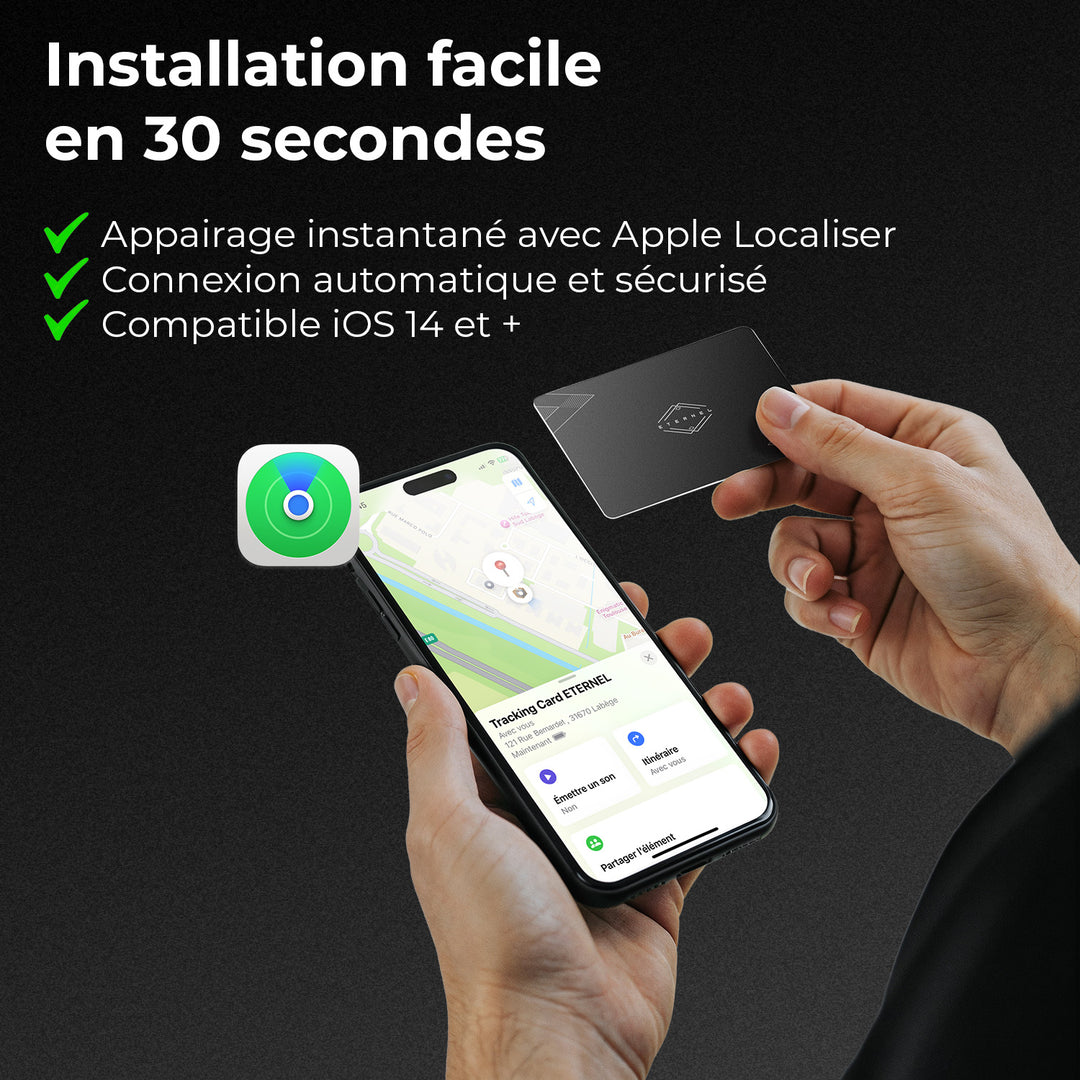 Carte de localisation Apple Find My - Portefeuille, sac, voiture, valise - ETERNEL